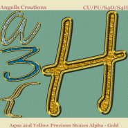 Aqua and Yellow Precious Stones Alpha - Gold