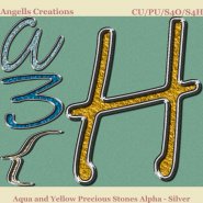 Aqua and Yellow Precious Stones Alpha - Silver