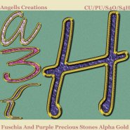 Fuschia and Purple Precious Stones Alpha - Gold