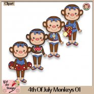 4th of July Monkeys 01 - Clipart - CU