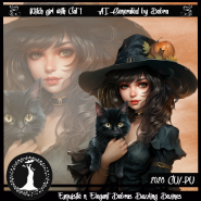 Witch girl with cat 1
