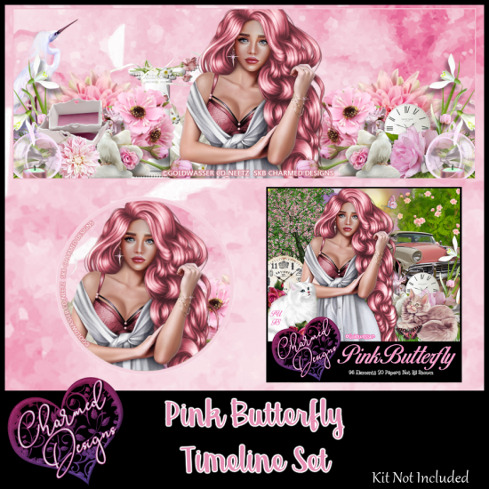 Pink Butterfly Timeline Set - Click Image to Close