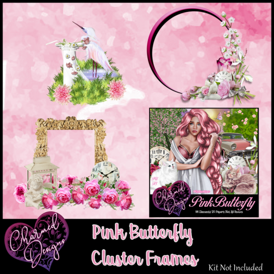 Pink Butterfly Cluster Frames 2 - Click Image to Close