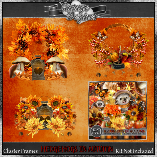 Hedgehogs In Autumn Clusters - Click Image to Close