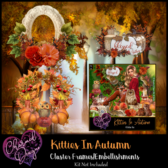 Kitties In Autumn Clusters - Click Image to Close