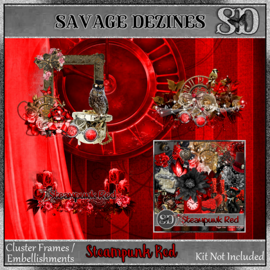 Steampunk Red Clusters - Click Image to Close