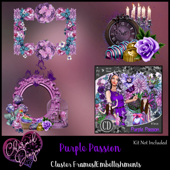 Purple Passion Cluster/Embellishments - Click Image to Close