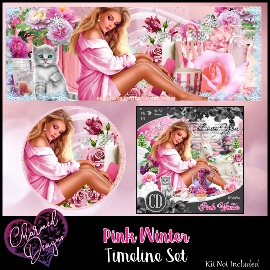 Pink Winter Timeline Set - Click Image to Close