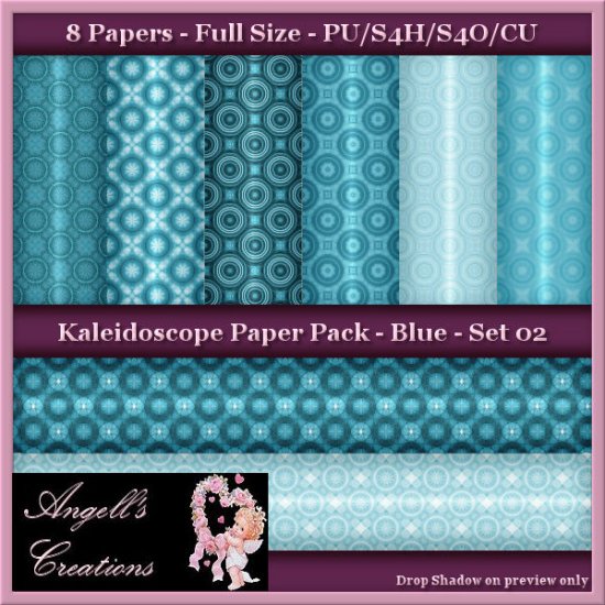 Blue Kaleidoscope Paper Pack FS - Set 02 - Click Image to Close