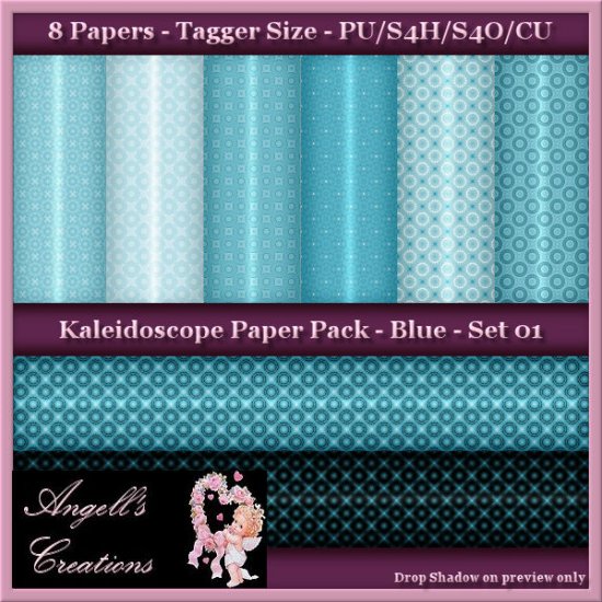 Blue Kaleidoscope Paper Pack TS - Set 01 - Click Image to Close