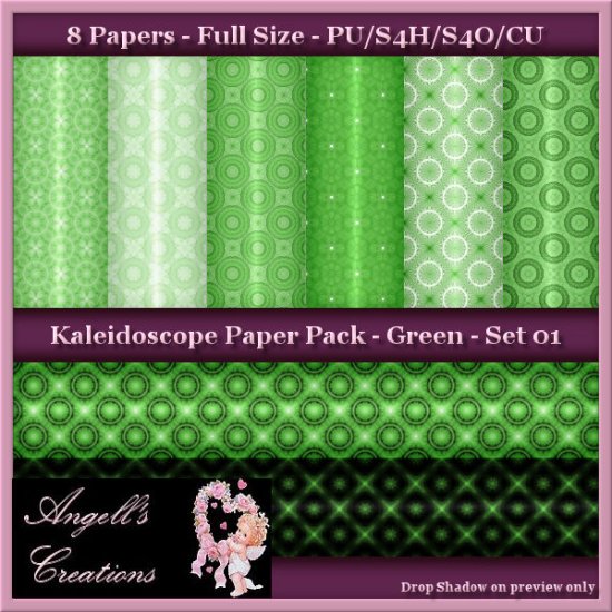 Green Kaleidoscope Paper Pack FS - Set 01 - Click Image to Close