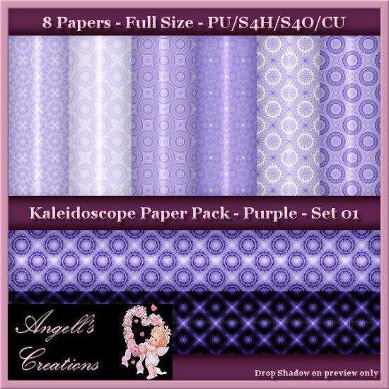 Purple Kaleidoscope Paper Pack FS - Set 01 - Click Image to Close