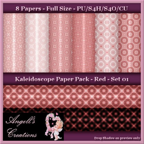 Red Kaleidoscope Paper Pack FS - Set 01 - Click Image to Close