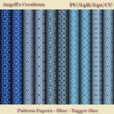 Blue Pattern Paper Pack - Tagger Size