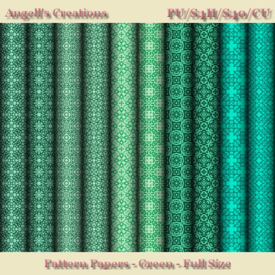 Green Pattern Paper Pack - Full Size - Click Image to Close