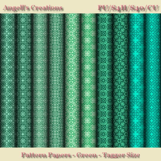 Green Pattern Paper Pack - Tagger Size - Click Image to Close