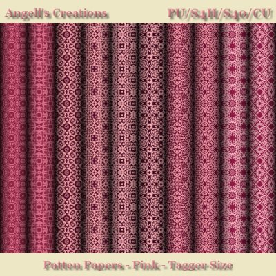 Pink Pattern Paper Pack - Tagger Size