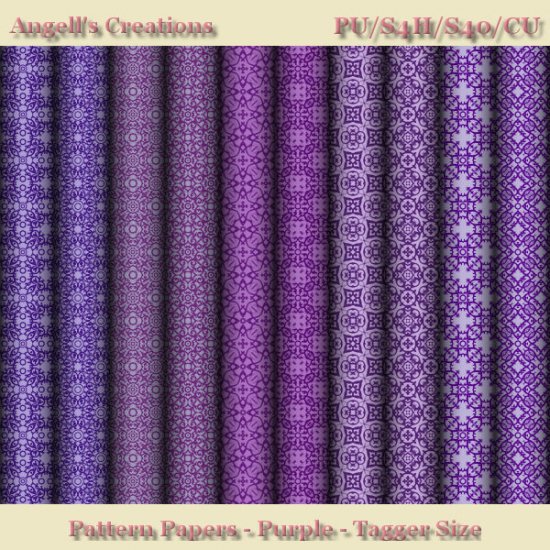 Purple Pattern Paper Pack - Tagger Size - Click Image to Close