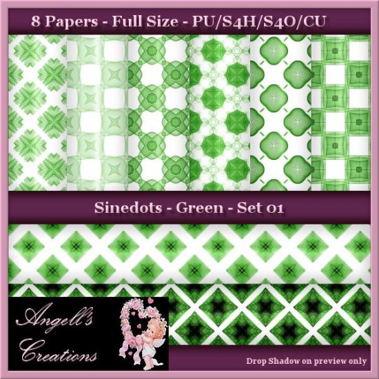 Green Sinedots Paper Pack - FS - Set 01 - Click Image to Close