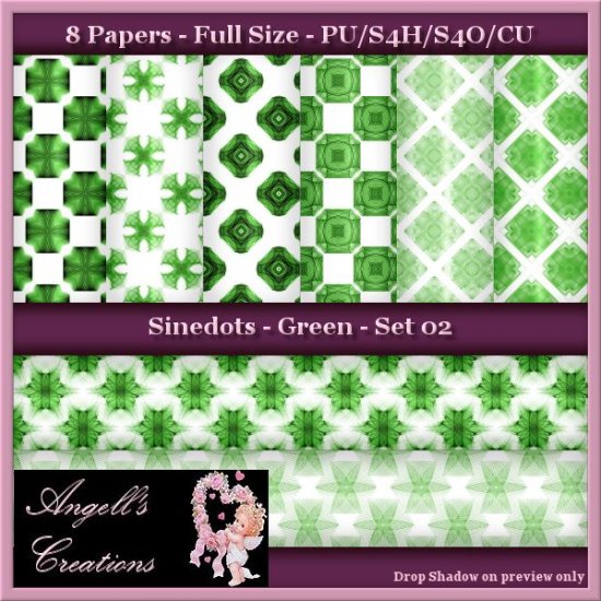 Green Sinedots Paper Pack - FS - Set 02 - Click Image to Close