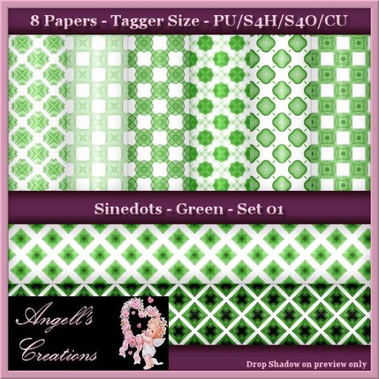 Green Sinedots Paper Pack - TS - Set 01 - Click Image to Close
