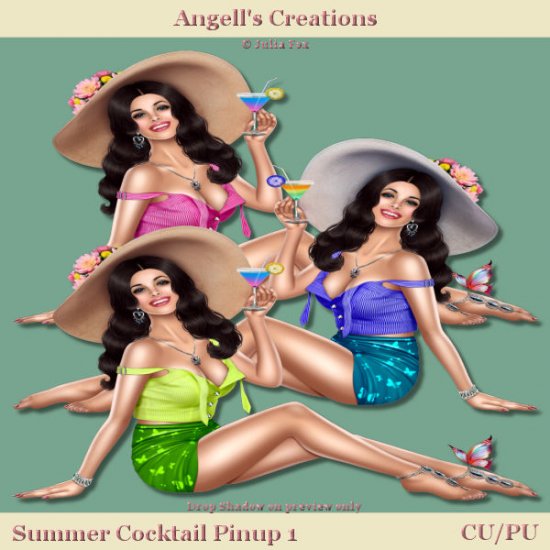 Summer Cocktail Pinup - Set 01 - Click Image to Close