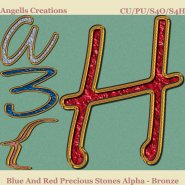 Blue and Red Precious Stones Alpha - Bronze