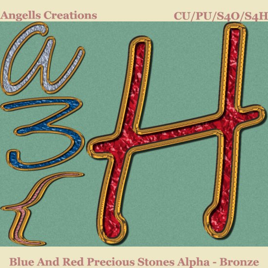 Blue and Red Precious Stones Alpha - Bronze - Click Image to Close