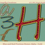 Blue and Red Precious Stones Alpha - Gold