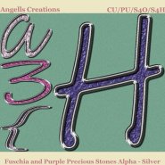 Fuschia and Purple Precious Stones Alpha - Silver