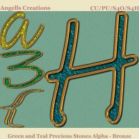 Green and Teal Precious Stones Alpha - Bronze