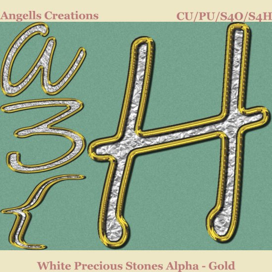 White Precious Stones Alpha - Gold - Click Image to Close
