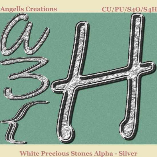 White Precious Stones Alpha - Silver - Click Image to Close