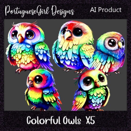 AI Colorful Owls - Click Image to Close