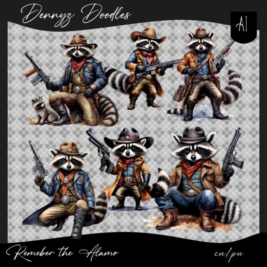 AI CU Cowboy Raccoon Clipart - Click Image to Close