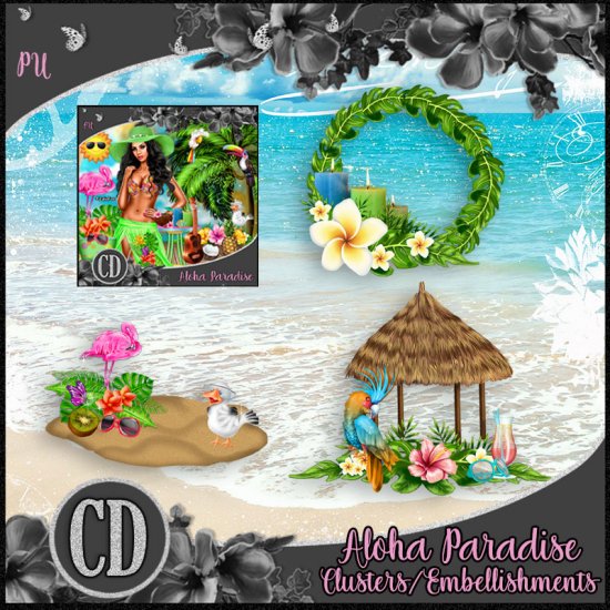 Aloha Paradise Cluster/Embellishments - Click Image to Close