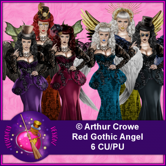 Arthur Crowe Red Gothic Angel - Click Image to Close