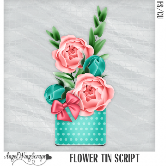 Flower Tin Script (FS/CU) - Click Image to Close