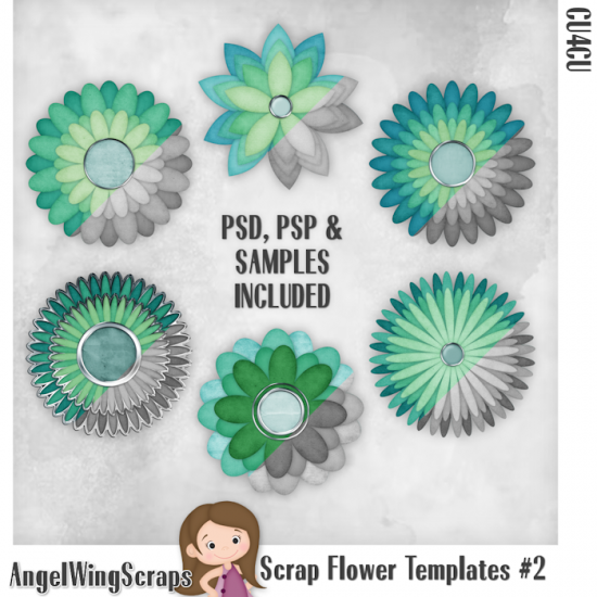 Scrap Flower Templates #2 (FS/CU4CU) - Click Image to Close