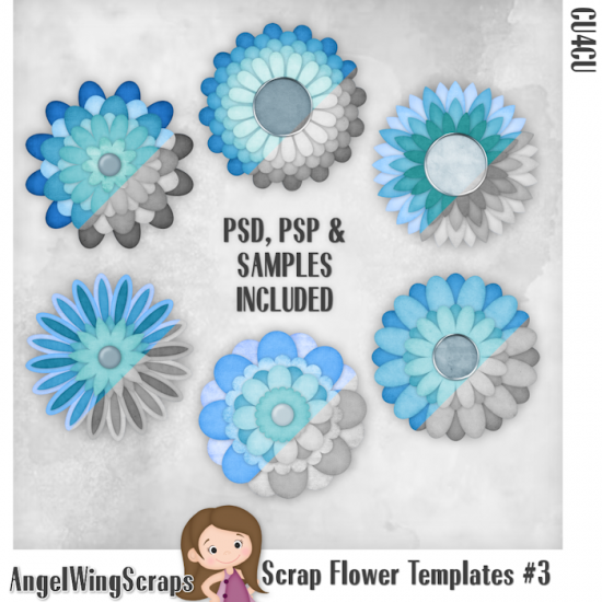 Scrap Flower Templates #3 (FS/CU4CU) - Click Image to Close