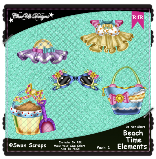 Beach Time Items Elements R4R Pack 1 - Click Image to Close