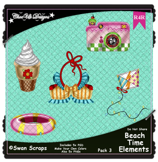 Beach Time Items Elements R4R Pack 3 - Click Image to Close