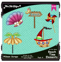 Beach Time Items Elements R4R Pack 4