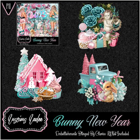 Bunny New Year Embellishments - Click Image to Close