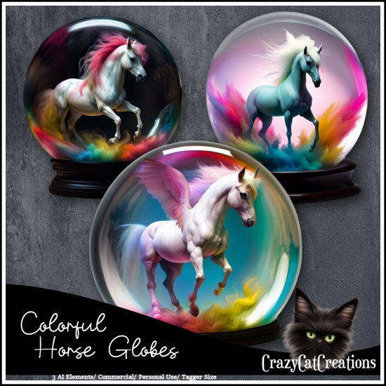 CCC_Colorful Horse Globes CU - Click Image to Close