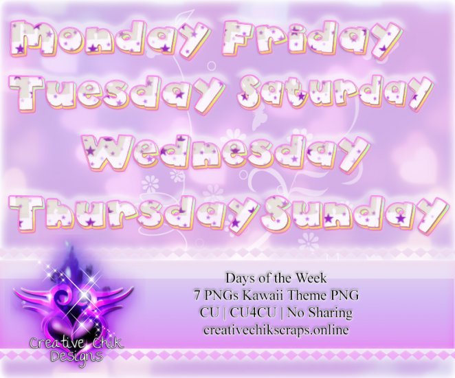 CCD-Days of the Week-Kawaii theme - Click Image to Close