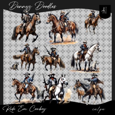 AI CU Raccoon Cowboy and Horse