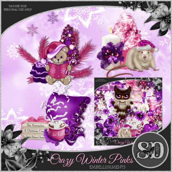 Crazy Winter Pinks Embellishments - Click Image to Close