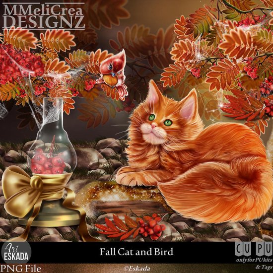 CLASSIC - CU Fall Cat & Bird - Click Image to Close