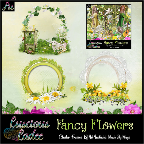 Fancy Flowers Cluster Frames - Click Image to Close
